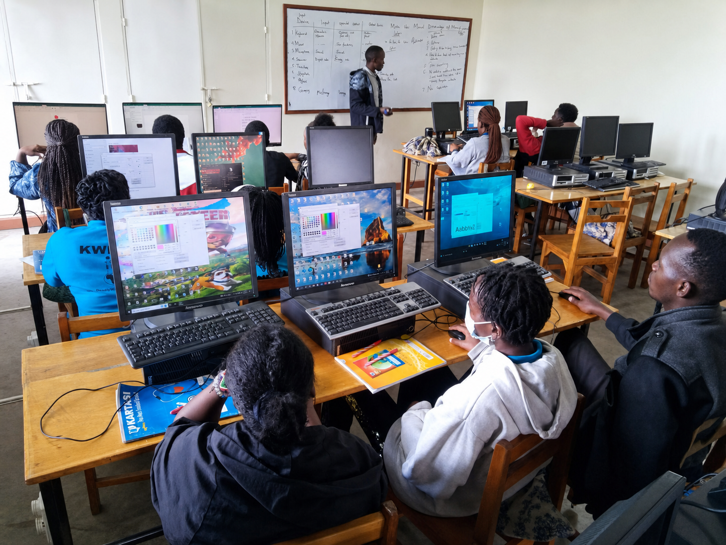 Students taking part in a Computer Studies lesson at KWPTI