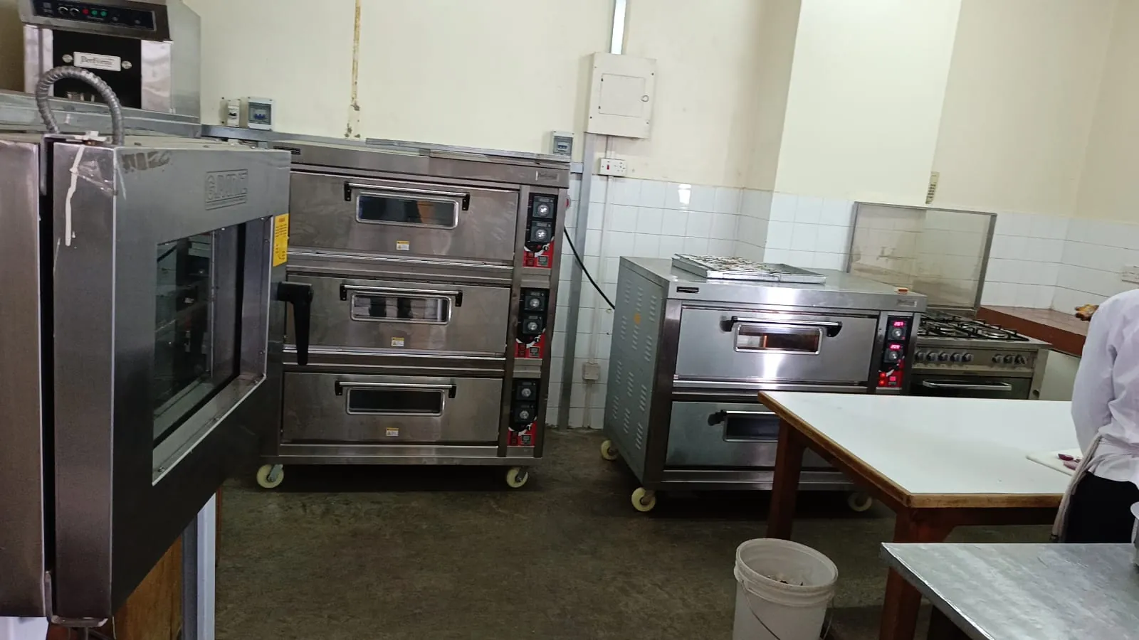 Commercial ovens and baking equipment in the KWPTI training kitchen